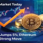 Crypto Market Today showing Bitcoin price rebound and Ethereum market movement with upward trend chart