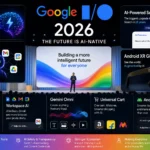 Google I/O 2026 keynote showcasing Gemini AI, Android XR glasses, AI Search and Android 17 announcements